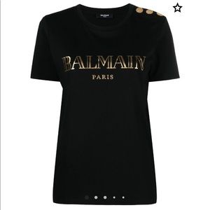 Authentic women Balmain logo print T-Shirt